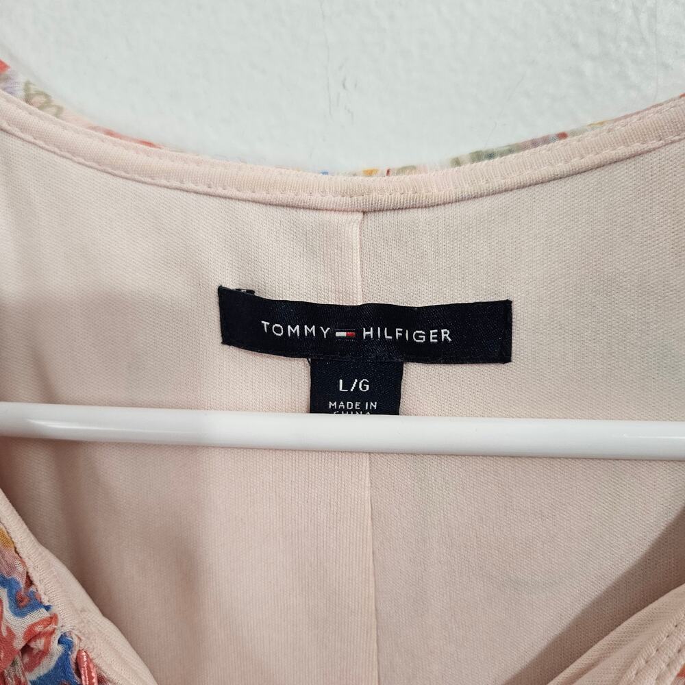 Tommy Hilfiger St. Tropez Pink Paisley Tassel Tie Sleeveless Shift Dress Sz L - Picture 4 of 5